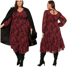 Torrid NWT Tea Length Clip Dot Open Back A-Line Midi Dress Size 4X Pockets