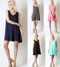 NEW Plus Size Trapeze Swing Tunic Tank Top/Dress Loose Fit- Large/XL/1X-2X