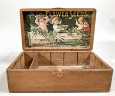 Kids in Canoe, Choice FLOWER SEEDS Box, Old Vintage, D.M Ferry