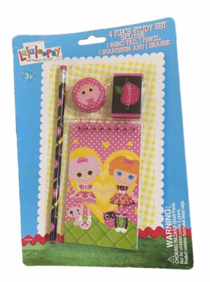 Lalaloopsy stationary 4 piece Set Memo Pad Sharpener Pencil Eraser School Toy A2
