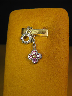 BARBARA BIXBY FLOWER CHARM RHODOLITE GARNET GEMSTONE CHAIN SS 18K Pendant