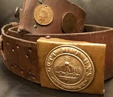 Franco-Prussian War-WW 1,Unusual Souvenir/Hate Belt W/ 3Coins & M1847 Buckle