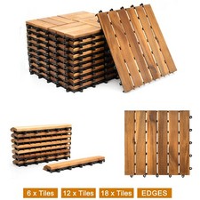 Interlocking Wooden Decking Tiles 30x30cm Outdoor Patio Garden Floor Terrace