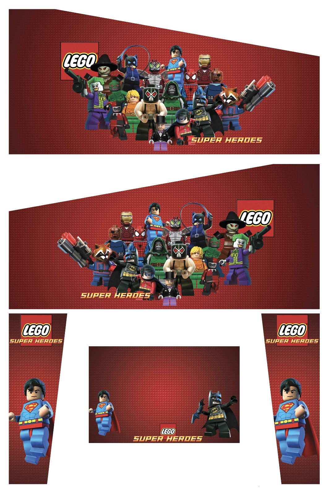 Stickers Lego Super Heros pour pincab flipper arcade kit de décoration vinyle