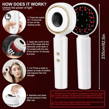 Electric Massage Comb Red Light Therapy Hair Oil Applicator Scalp Massager Brush