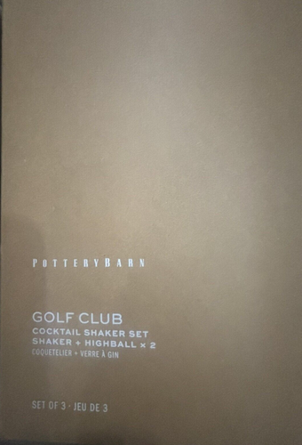 Pottery Barn Figural Golf Cocktail Shaker & Highball Glasses-Set of 3-New In Box - Picture 2 of 7
