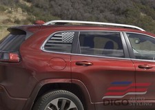 Fits 2014-2024 Jeep Cherokee Rear Window American Flag Decal Sticker Black2