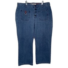 TOMMY HILFIGER Vintage Cropped Boyfriend Denim Jeans Women  s Sz 14 Pants Button