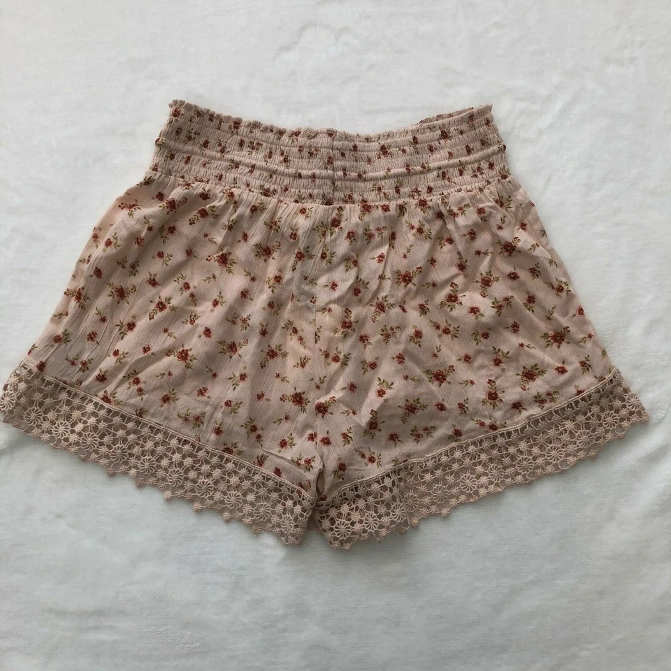 Vanilla Star womens shorts pink floral drawstring lace size S New with Tags - Image 2 of 4