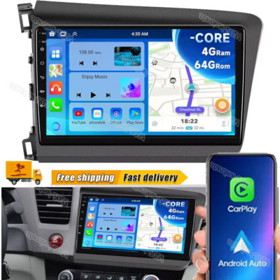 4+64GB Android 13 For Honda Civic 2012-2015 Carplay GPS SWC Car Stereo Radio MP5