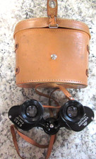 VINTAGE Vernon leather Binoculars/ Case Blk GOOD CONDITION