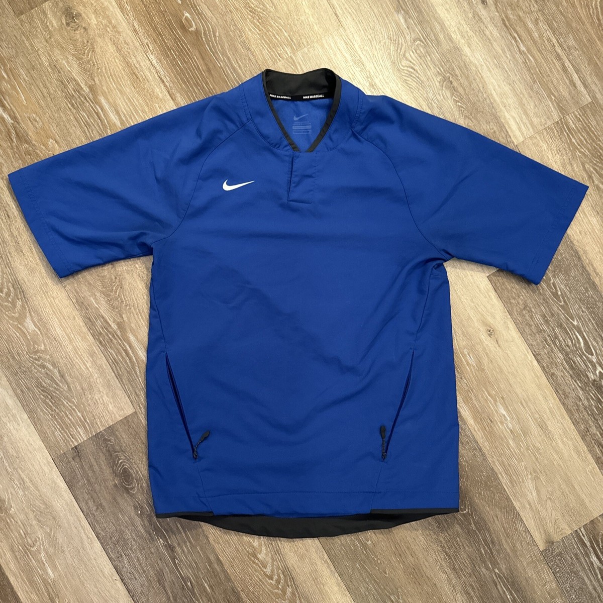 Nike Mens Small Baseball Blue AH9610 Pullover Short Sleeve Snap Shirt Hot  Jacket