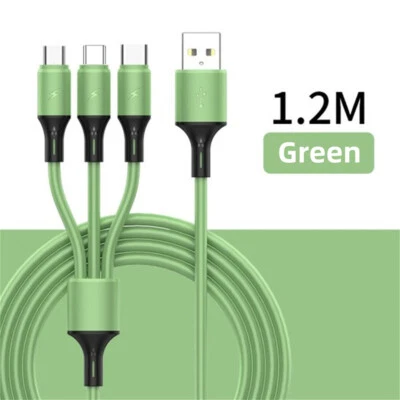 1.2M 3 in 1 Fast Charging USB Cable Charger Type-C USB for iOS iPhones Samsung - Image 1 of 4
