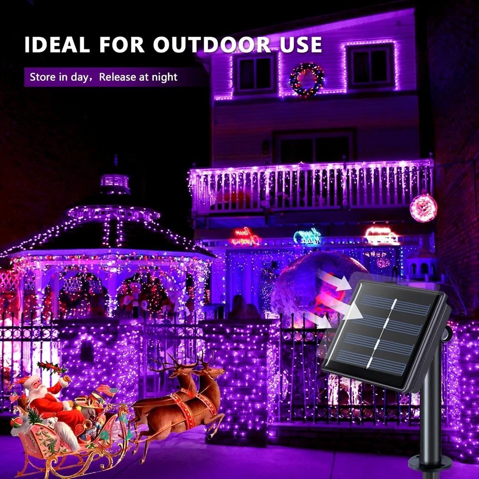 100 LED Solar Fairy String Lights Outdoor Garden Wedding Party Christmas Decor - Image 4 of 4