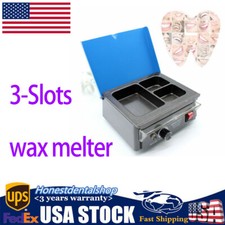 Dental Lab Wax Heater Pot 3-Well Analog Melter Dipping Wax Pot Heater Melting US
