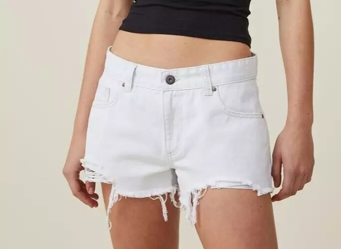 Low rise shop white jean shorts