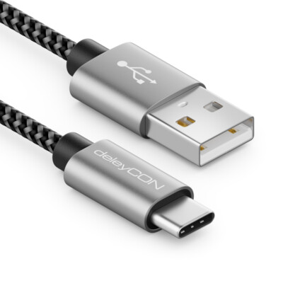 3m USB-C Kabel Nylon Ladekabel Datenkabel USB Typ C Handy Smartphone Tablet