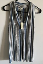 Diane Von Furstenberg Multicolor Stripped V Neck flowing tank 95% silk 5% lycra