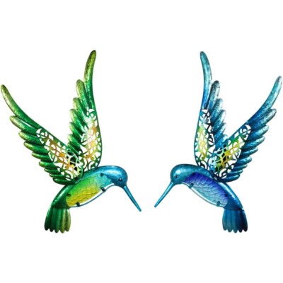2 Pack Metal Hummingbird Wall Decor Sculpture Bird