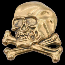 Skull Crossbones Solid Brass Biker Motorcycle Punk 1970s Vintage Belt Buckle