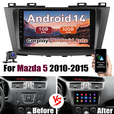 9'' Android 14 Car Stereo For Mazda 5 2010-2015 Apple CarPlay WIFI GPS Navi +AHD