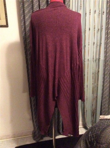 New $80 LANE BRYANT Burgundy wine asymmetrical ribbed knit sweater 14/16 1X - Picture 4 of 5