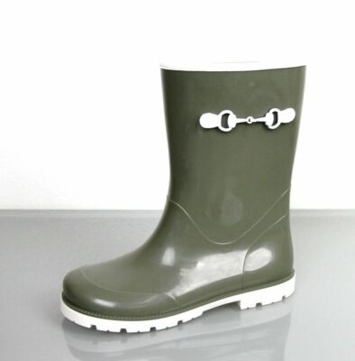 Gucci Kids Children's Green Rubber Rain Boot w/Horsebit 285288