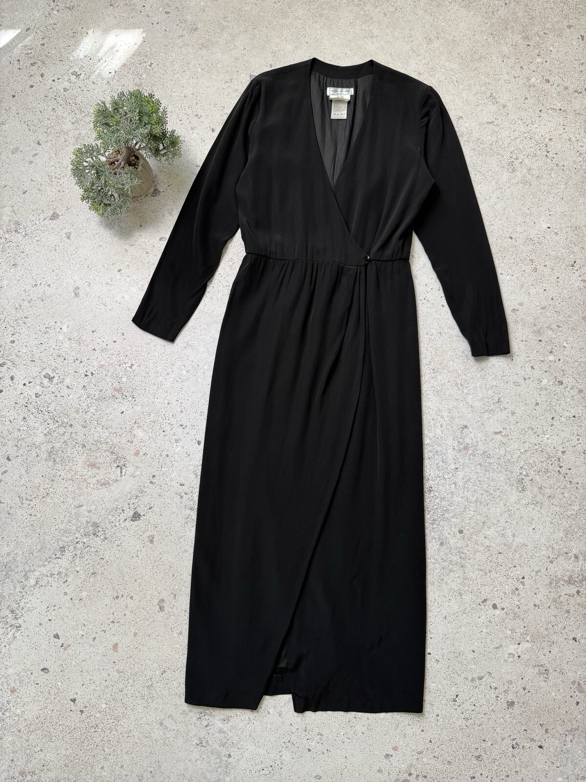 Maxi abito donna Yves Saint Laurent vintage asimmetrico tuffo nero taglia 10