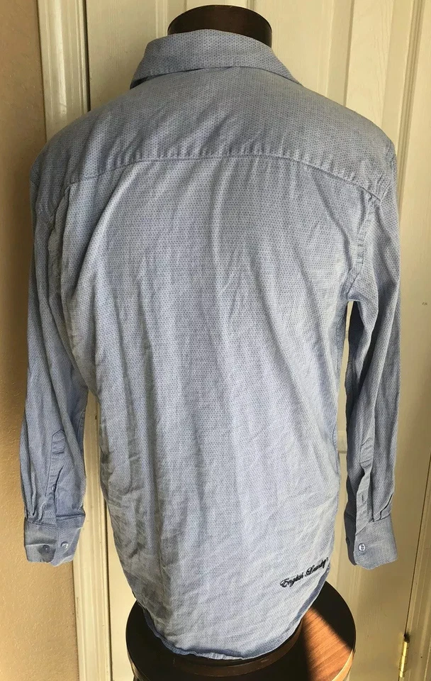 English Laundry 蓝色纽扣长袖翻盖袖口衬衫男式 16 34/35 — 第 4/4 张图片