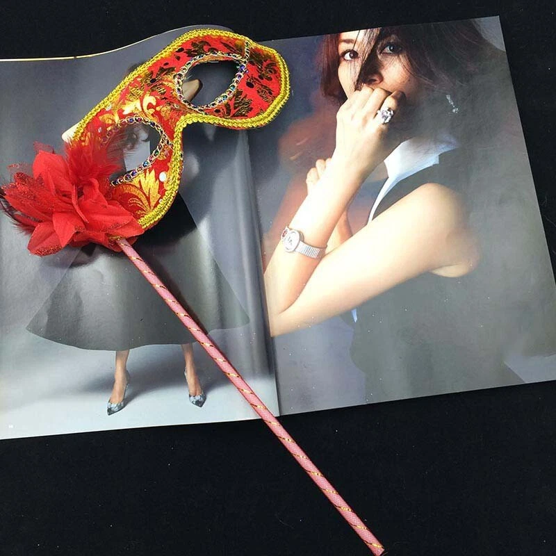 1PC Venetian Masquerade Eye Mask On Stick Mardi Halloween for Party Prom Ball UK - Image 2 of 4