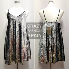 ZARA WOMAN SALE! NWT SILVER SEQUINS SHORT MINI DRESS SIZE M 2878/226 SALE