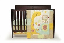 3-Pc Kidsline Graco Jungle Friends Boys Crib Bedding Set Elephant Giraffe Monkey