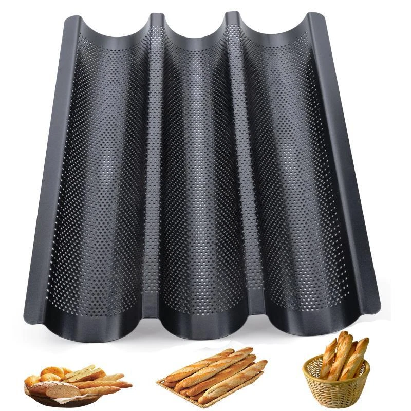 Baguetteblech 3 Mulden Backbleche Backform Baguetteblech Antihaftbeschichtung