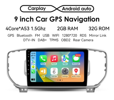 Android 13 Autoradio CarPlay 9''Für KIA SPORTAGE QL 2016-2018 GPS Navi WiFi 2+32G
