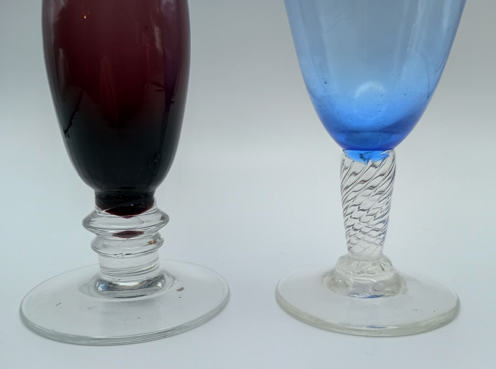 Set of 2 8" Blue and Purple Hand Blown Glass MCM Vintage Bud Vases eBay