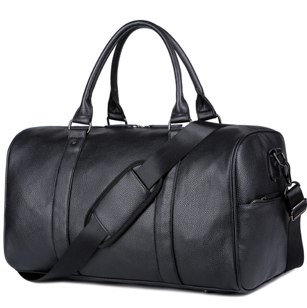 US Men Travel Duffle Bag Leather Sports Gym Bags Waterproof Overnight  Handbag