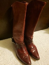 Vintage Burgandy Zodiac Western Belted Boots with Concho Buckles Sz 7.5 USA