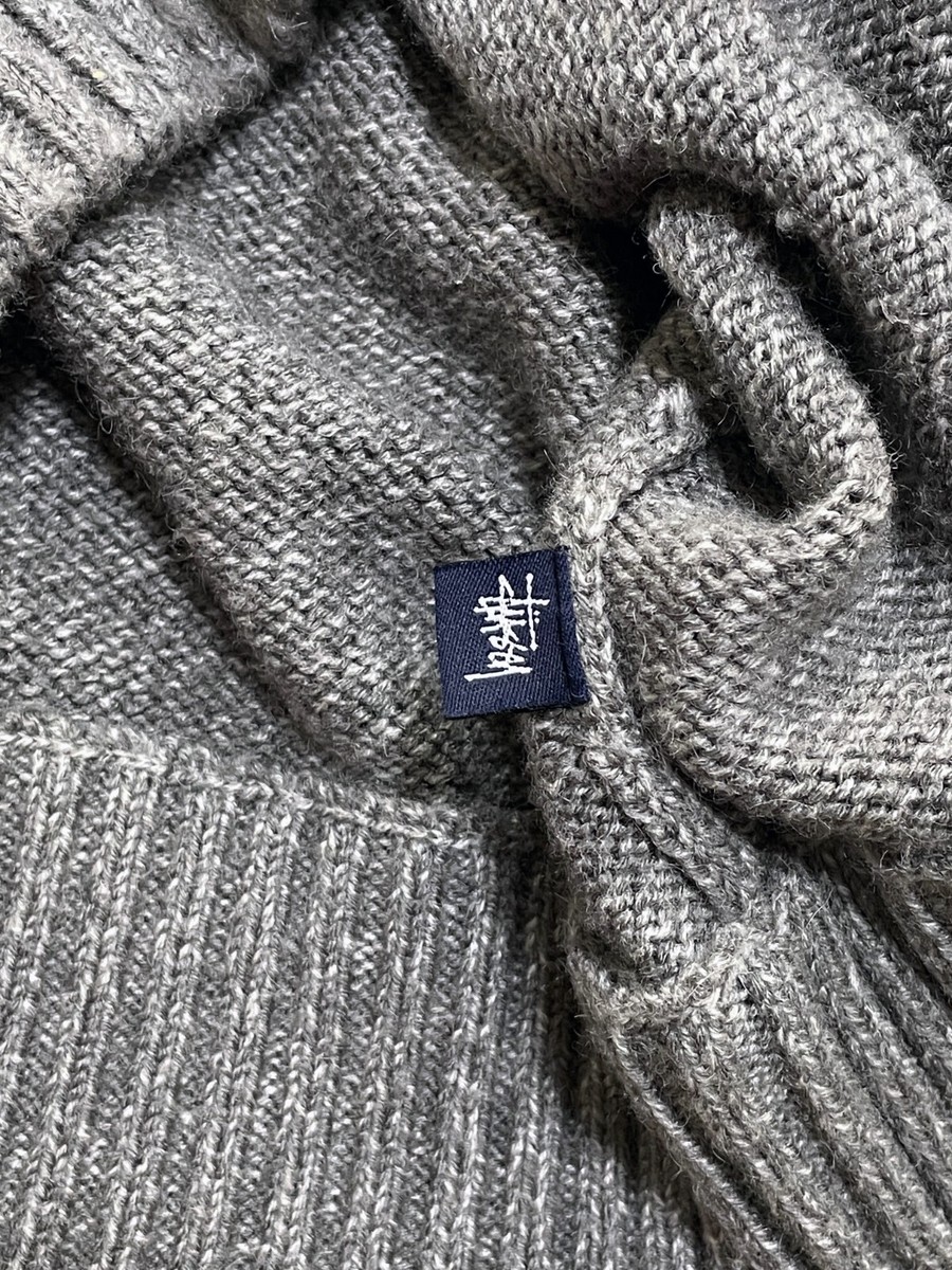 90s vintage old stussy knit sweater sweatshirt zipper up S