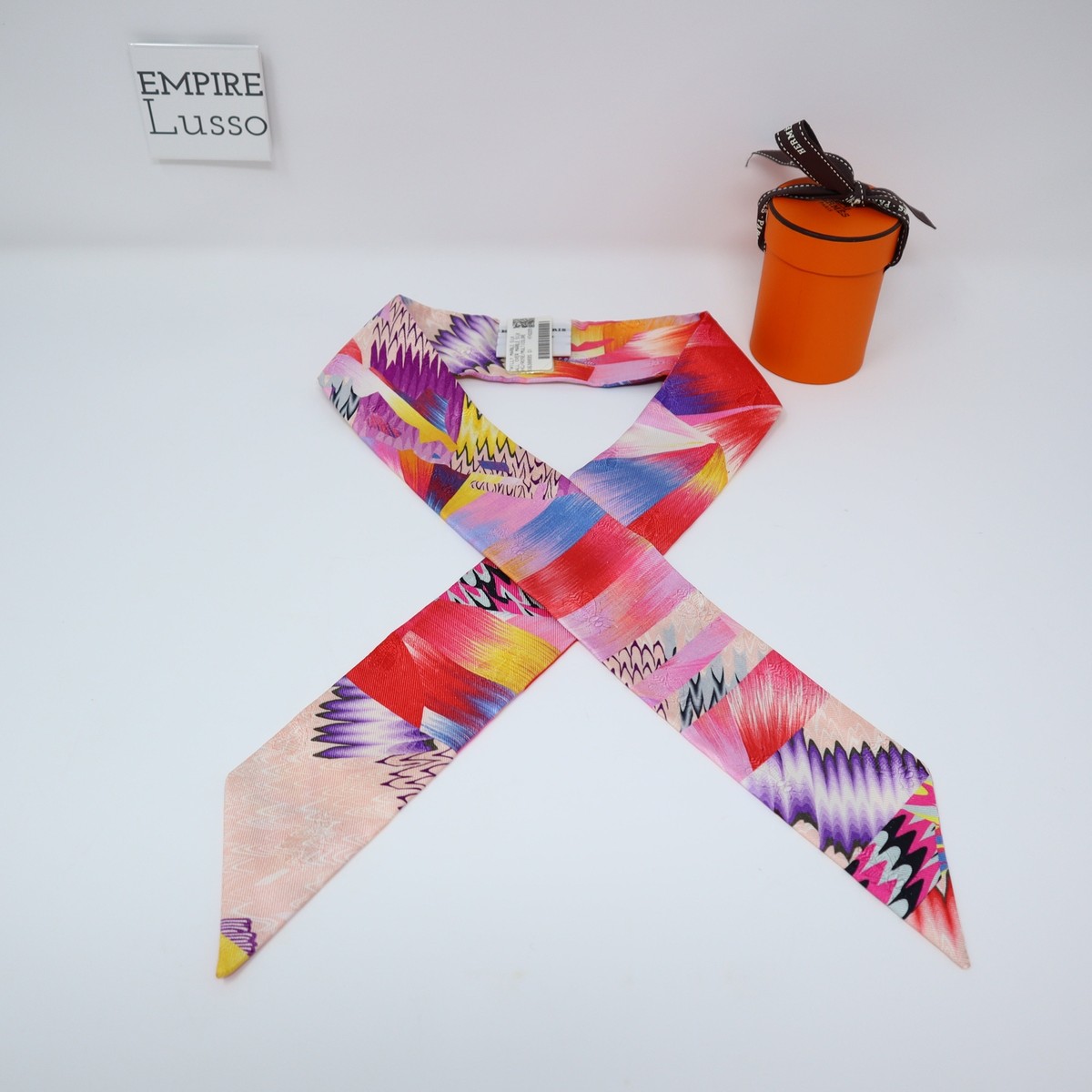★IVE レイ着用★engbrox★heart and sparkle twilly silk scarf HERMES TWILLY All Over MARBLE SILK TWILLY JAPAN LIMITED Rose