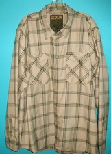 Dixxon Flannel The Covert Men's Size 2XL Snap Button Beige/Green/Plaid EUC S220