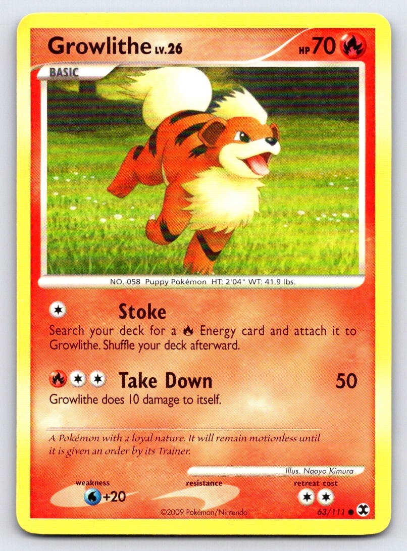 Growlithe 63/111 Common Rising Rivals Pokemon Lightly Played
