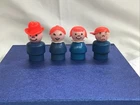 4 Vintage Fisher Price Little People Family Wood Body Figures Red Head Ginger
