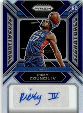 2023-24 Panini Prizm Sensational Signatures Prizms Blue Ricky Council IV Auto