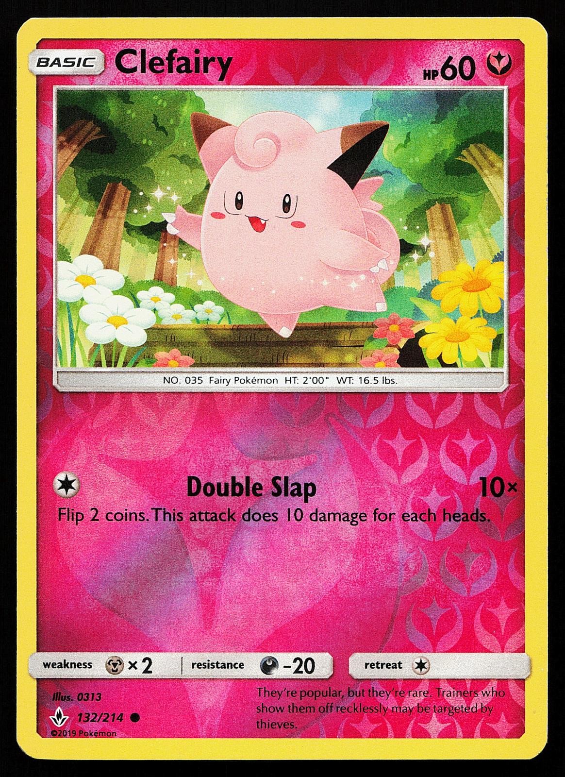 Clefairy 132/214 Reverse Holo Common Unbroken Bonds Pokemon Card