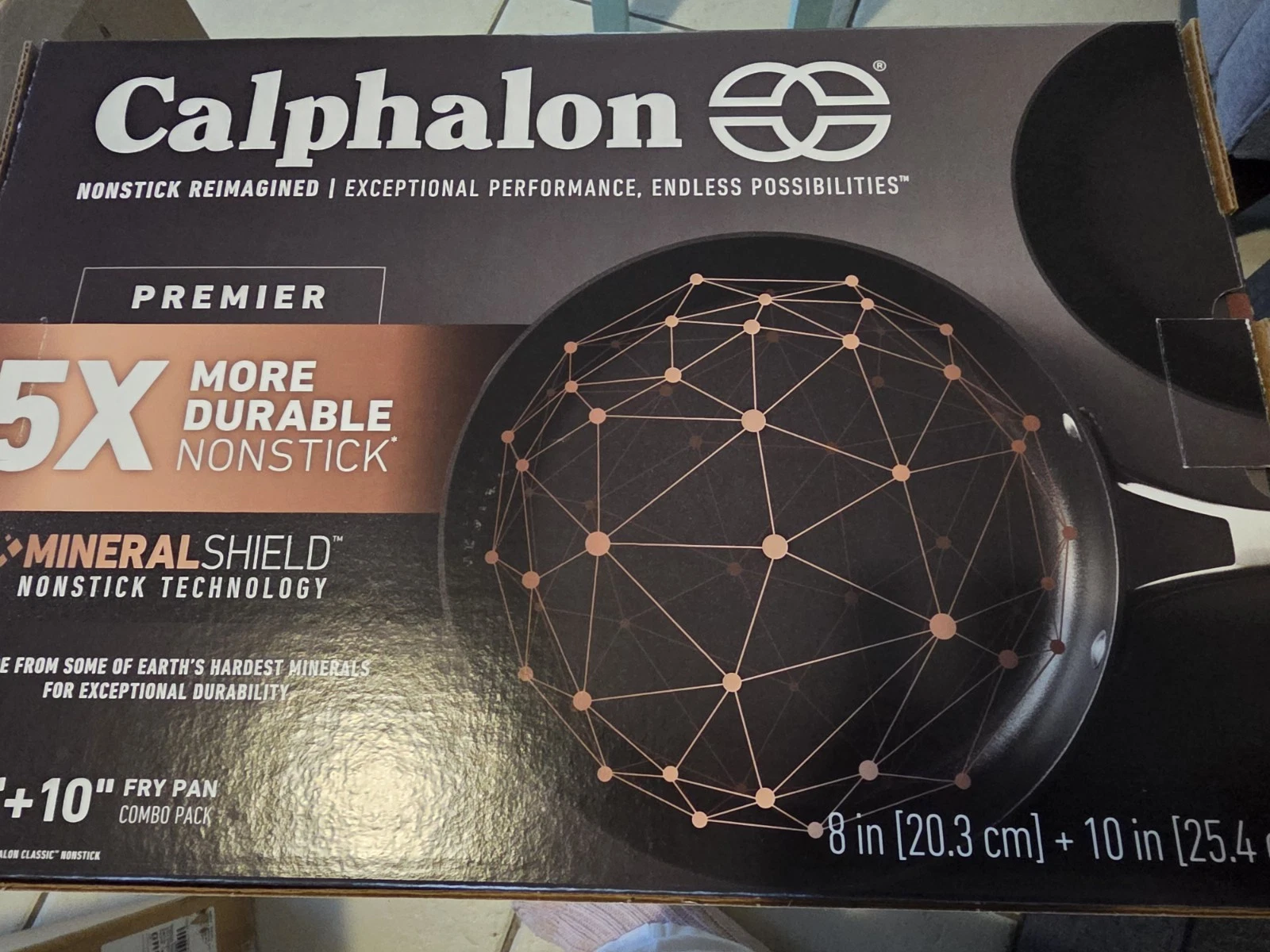 Calphalon Nonstick Premier Mineral Shield Fry Pan Set 8in +10in New Seald
