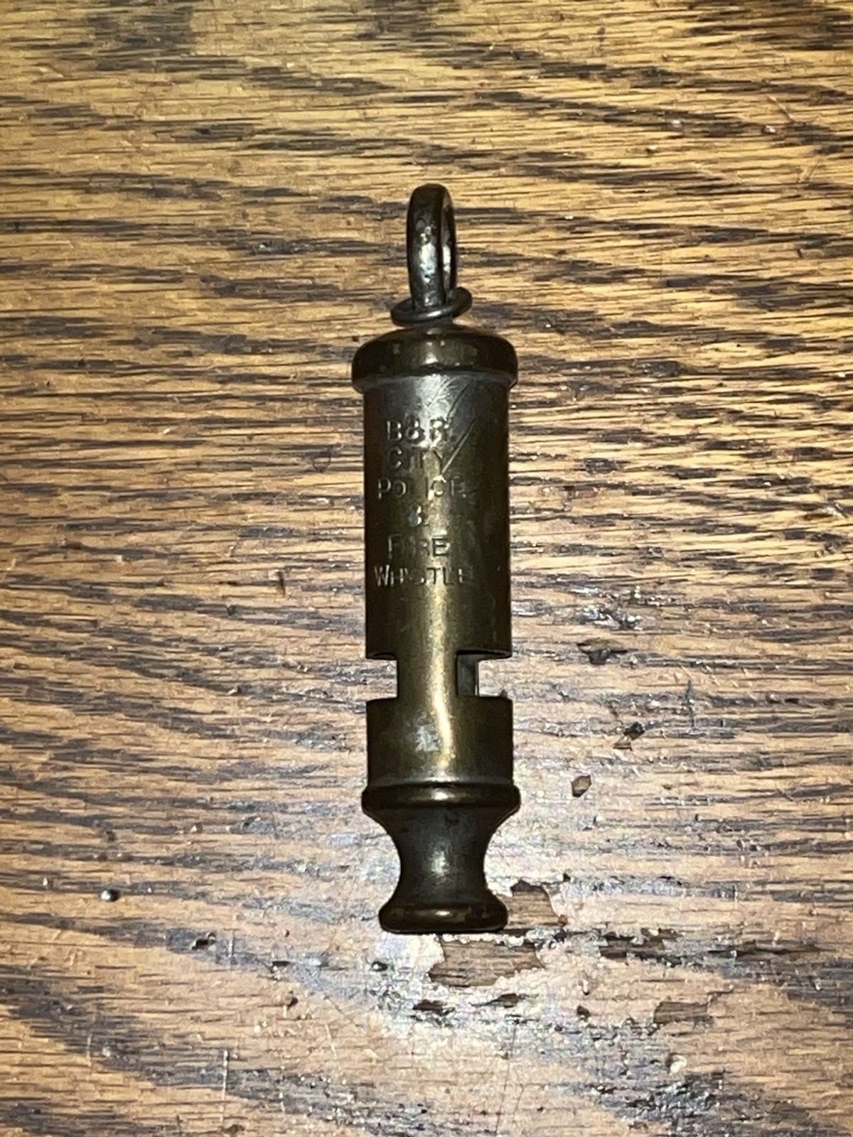 Vintage Brass Plated Tube Police & Fire Whistle.  B & R City Police & Fire