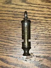 Vintage Brass Plated Tube Police & Fire Whistle.  B & R City Police & Fire