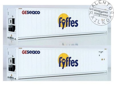 Pirat 12437 - H0 1:87 - Satz Von 2 Containerwagen Kühlwagen Ab 40' Weiß Mit Blau