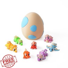 SYEFKJSA 7 PCS 3D Printed Dinosaur Eggs Set Flexible Fidget Toy