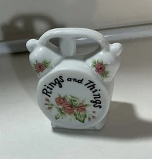 VTG Porcelain Rings & Things Jewelry Trinket Dish Pink Flowers
